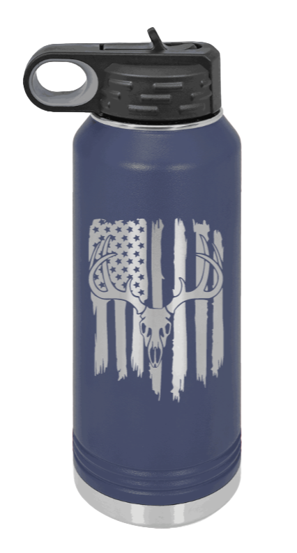 Deer Flag 2 - 32oz Water Bottle- Navy