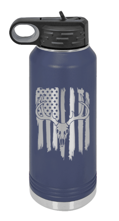 Deer Flag 2 - 32oz Water Bottle- Navy