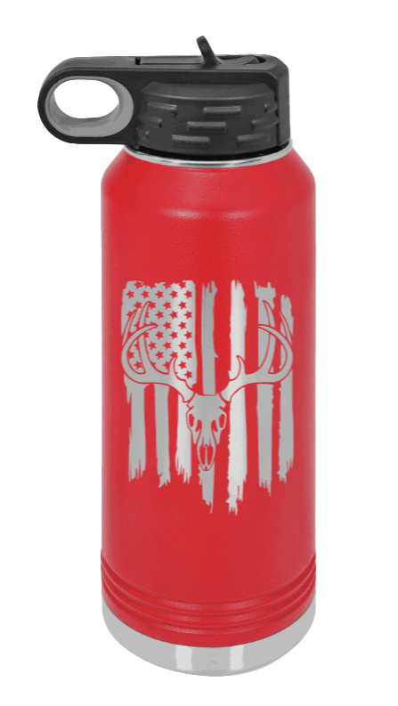 Deer Flag 2 - 32oz Water Bottle- Red