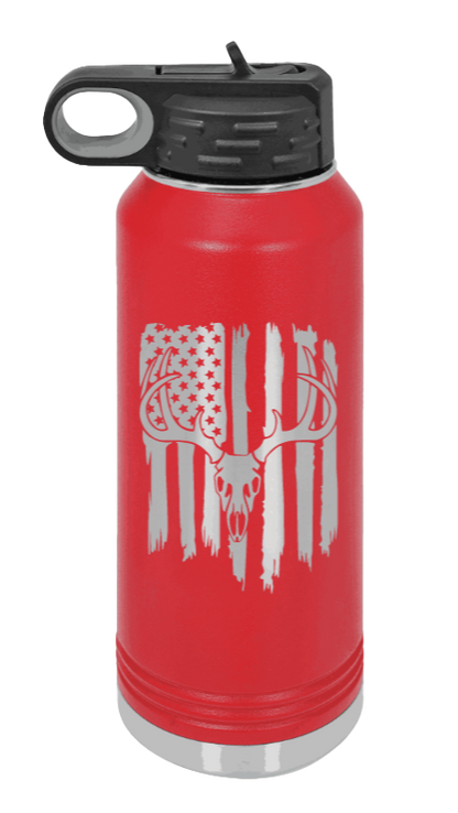 Deer Flag 2 - 32oz Water Bottle- Red