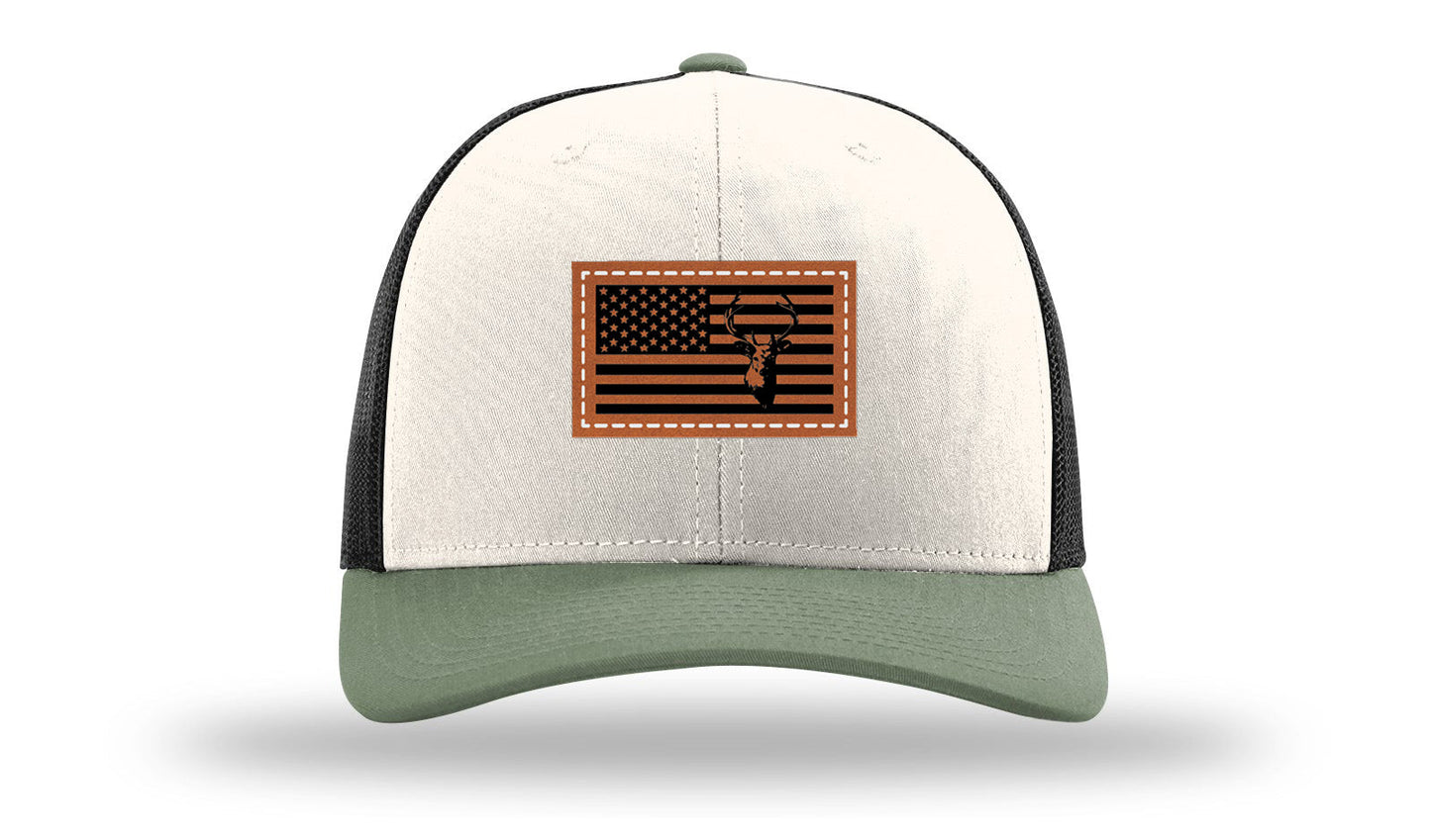 Deer Flag Leather Patch Richardson 112 Hat