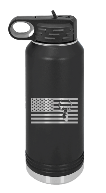 Deer Flag - 32oz Water Bottle- Black