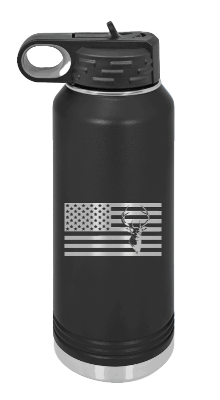 Deer Flag - 32oz Water Bottle- Black