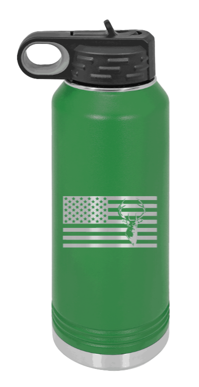 Deer Flag - 32oz Water Bottle- Green