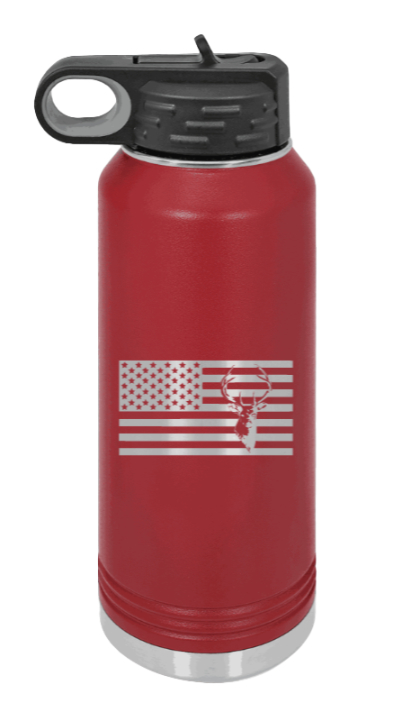 Deer Flag - 32oz Water Bottle- Maroon