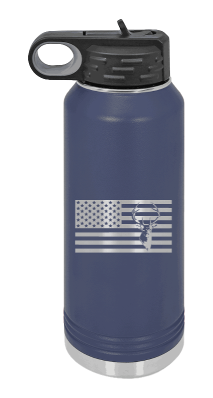 Deer Flag - 32oz Water Bottle- Navy