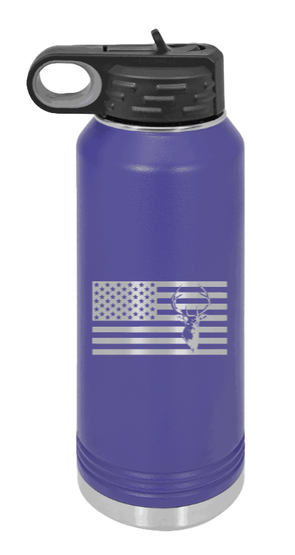 Deer Flag - 32oz Water Bottle- Purple