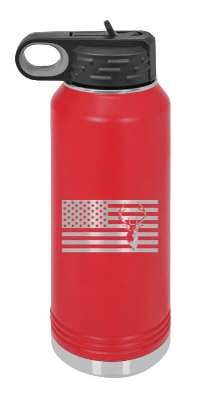 Deer Flag - 32oz Water Bottle- Red