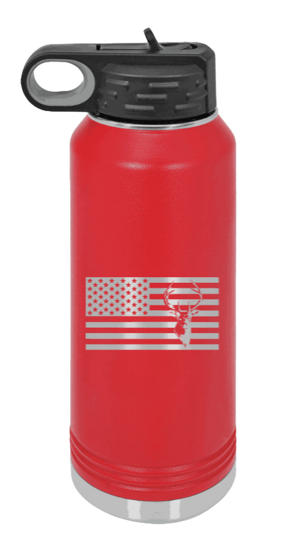 Deer Flag - 32oz Water Bottle- Red