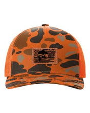 Load image into Gallery viewer, Bass Flag 2 Leather Patch Richardson 112 Duck Camo Hat
