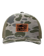 Load image into Gallery viewer, Bass Flag 2 Leather Patch Richardson 112 Duck Camo Hat
