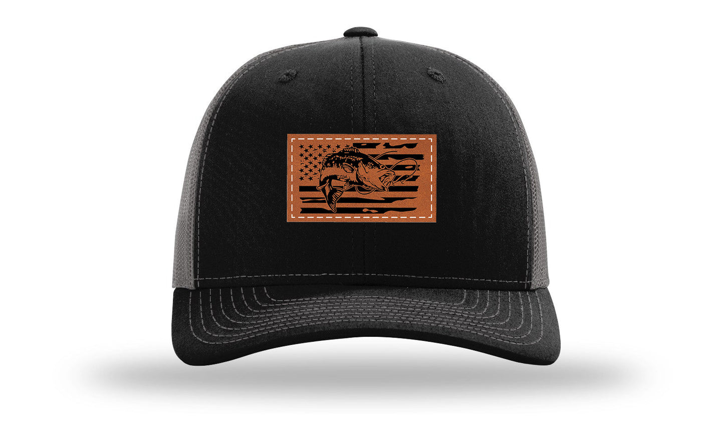 Bass Flag 2 Leather Patch Richardson 112 Hat