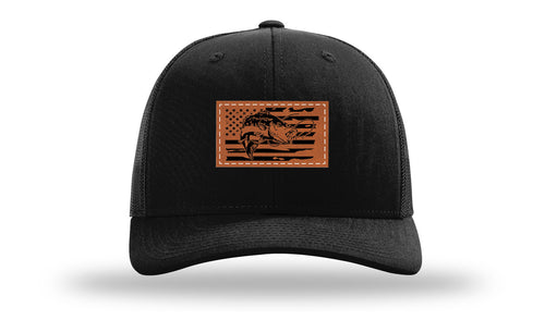 Richarson 112 Black Hat with 'Girl Dad' text Rawhide Leather Patch Hat with White stitching.