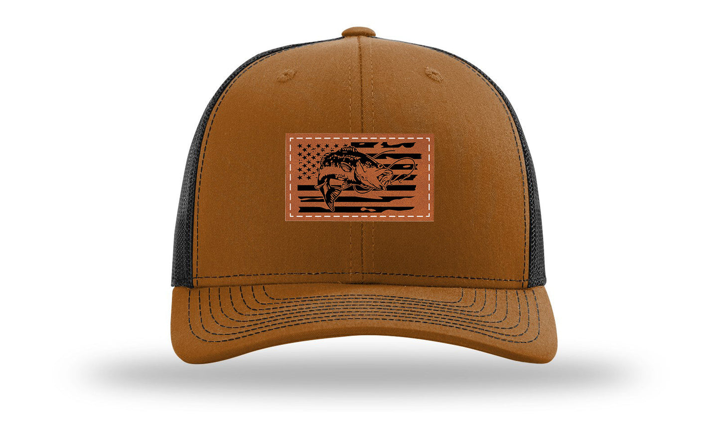 Bass Flag 2 Leather Patch Richardson 112 Hat