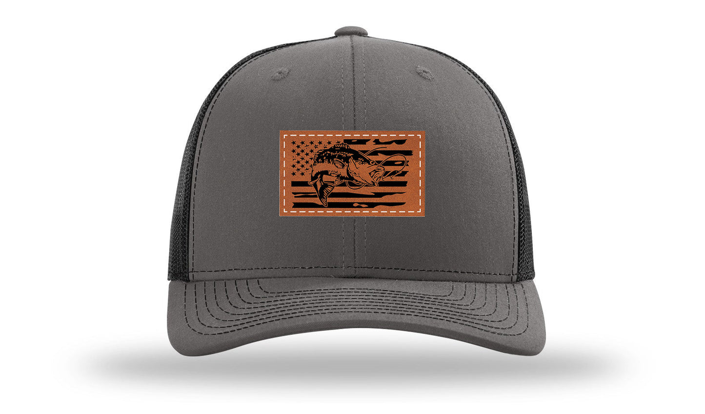 Bass Flag 2 Leather Patch Richardson 112 Hat