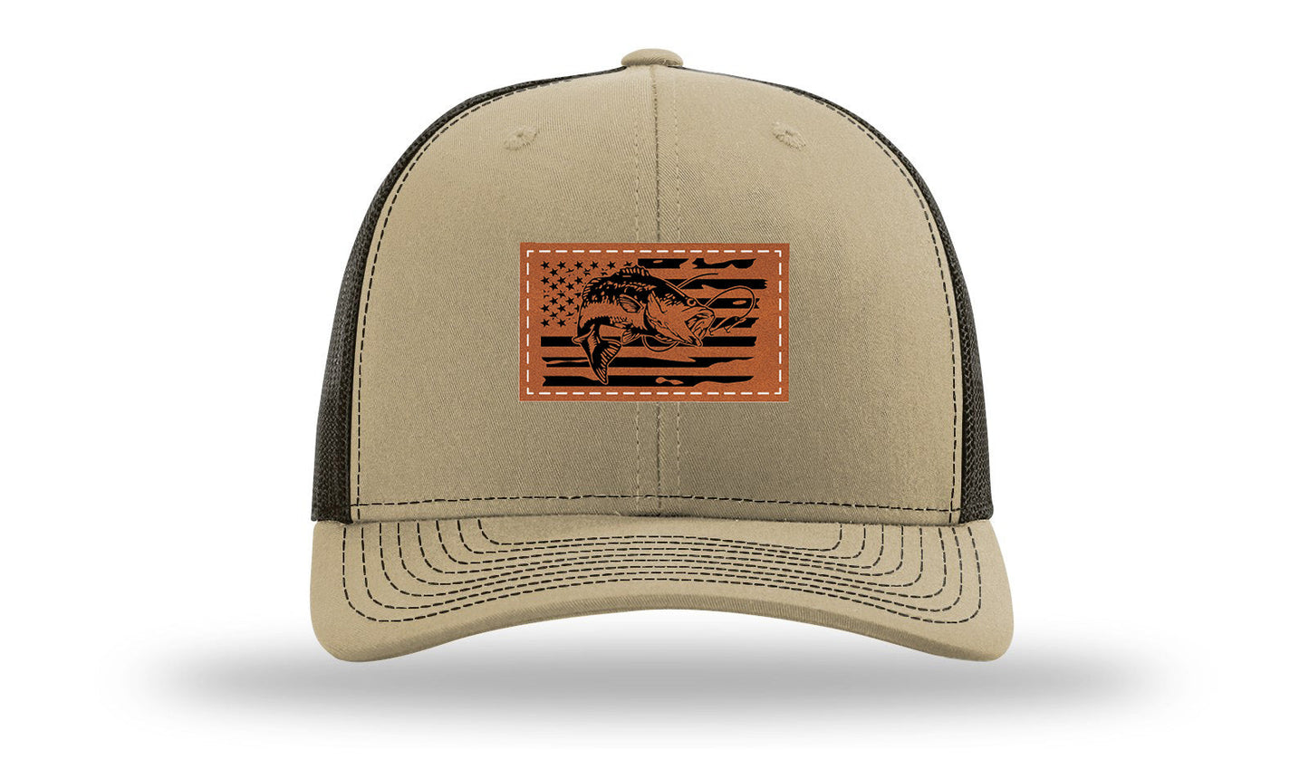 Bass Flag 2 Leather Patch Richardson 112 Hat