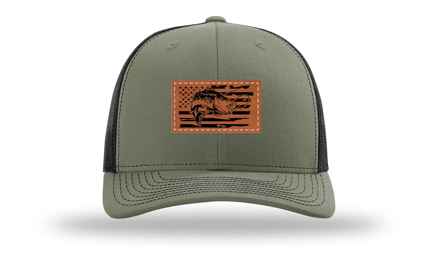 Bass Flag 2 Leather Patch Richardson 112 Hat