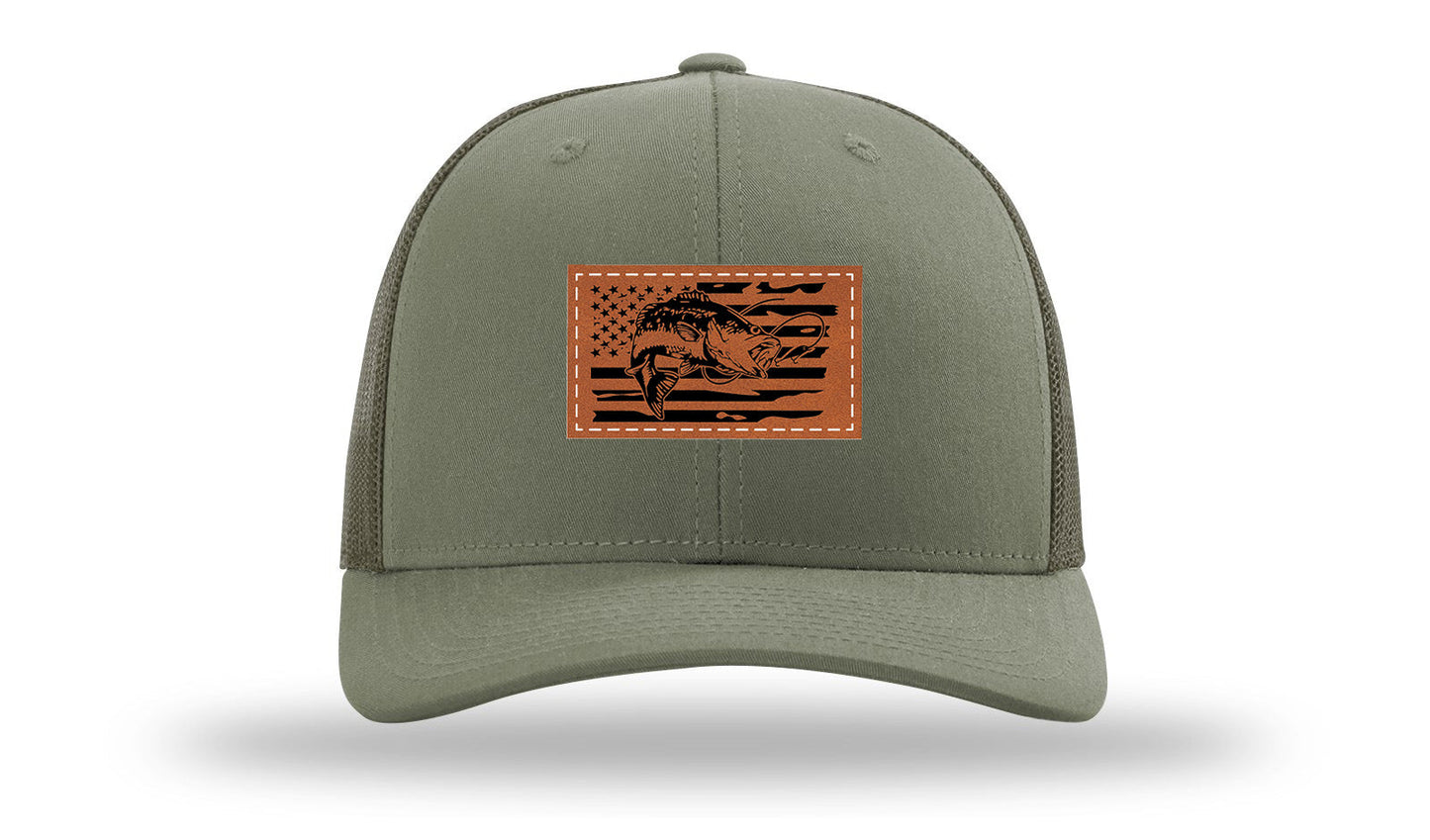 Bass Flag 2 Leather Patch Richardson 112 Hat