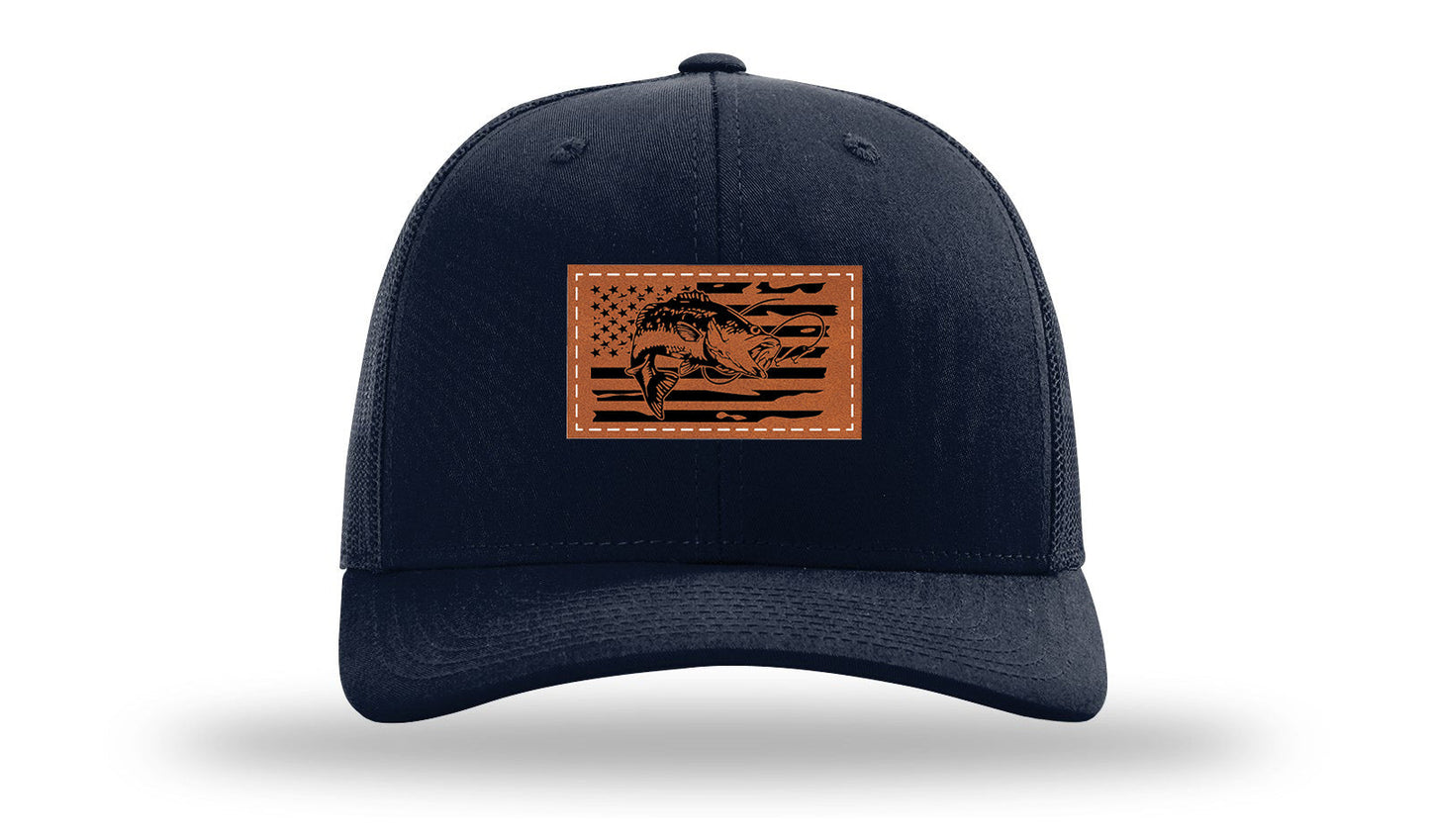 Bass Flag 2 Leather Patch Richardson 112 Hat