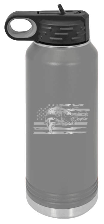 Bass Flag - 32oz Water Bottle- Dark Grey