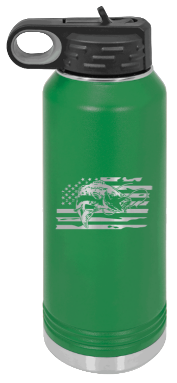 Bass Flag - 32oz Water Bottle- Green