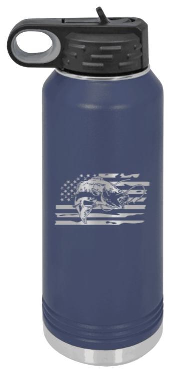 Bass Flag - 32oz Water Bottle- Navy