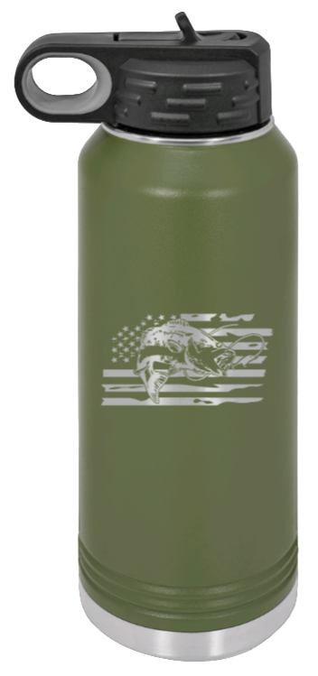 Bass Flag - 32oz Water Bottle- Olive