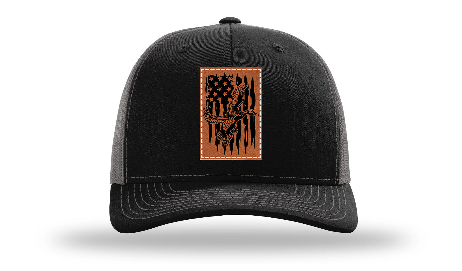 Duck Flag Leather Patch Richardson 112 Hat-Black / Charcoal