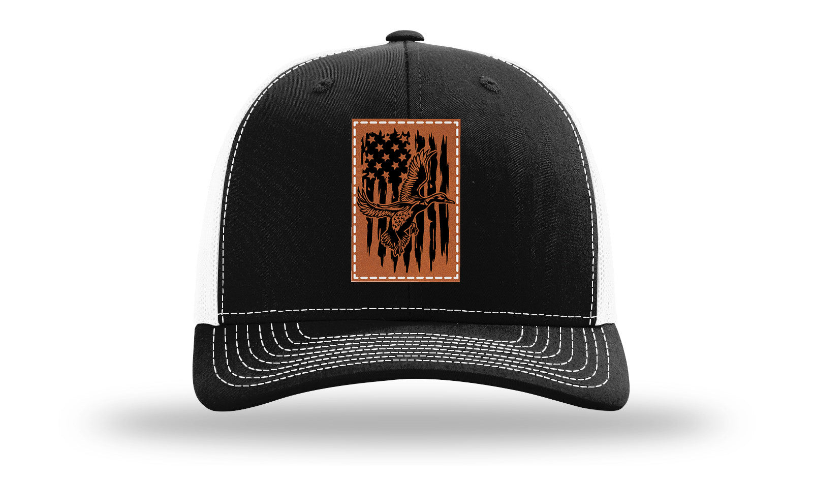 Duck Flag Leather Patch Richardson 112 Hat-Black / White
