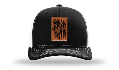 Duck Flag Leather Patch Richardson 112 Hat-Black / White
