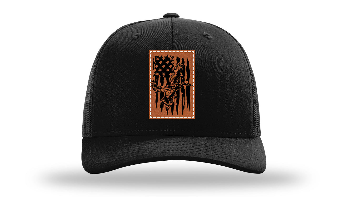 Duck Flag Leather Patch Richardson 112 Hat-Black