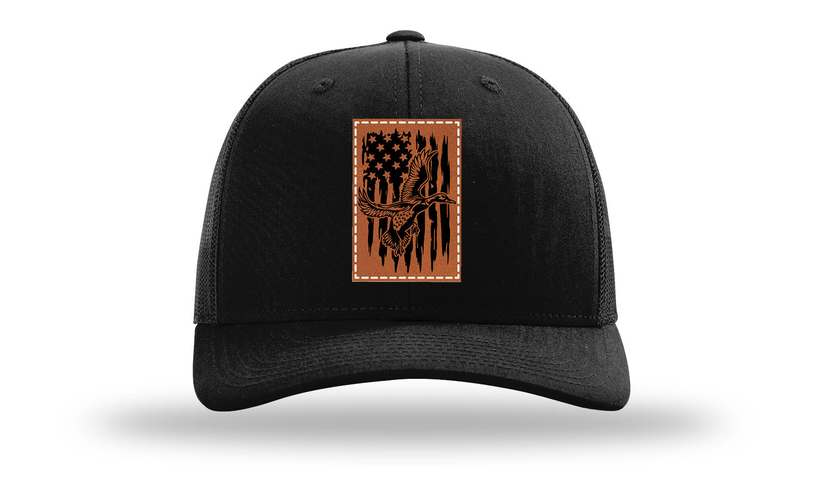 Duck Flag Leather Patch Richardson 112 Hat-Black