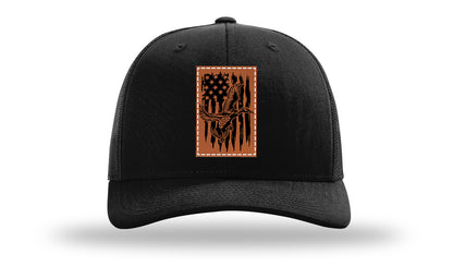 Duck Flag Leather Patch Richardson 112 Hat-Black