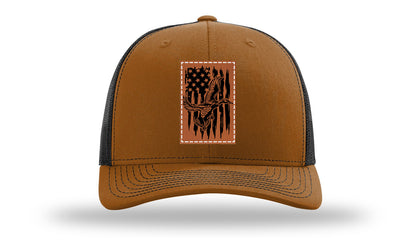 Duck Flag Leather Patch Richardson 112 Hat-Caramel / Black