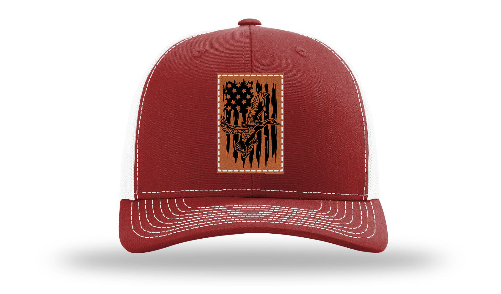 Duck Flag Leather Patch Richardson 112 Hat-Cardinal / White