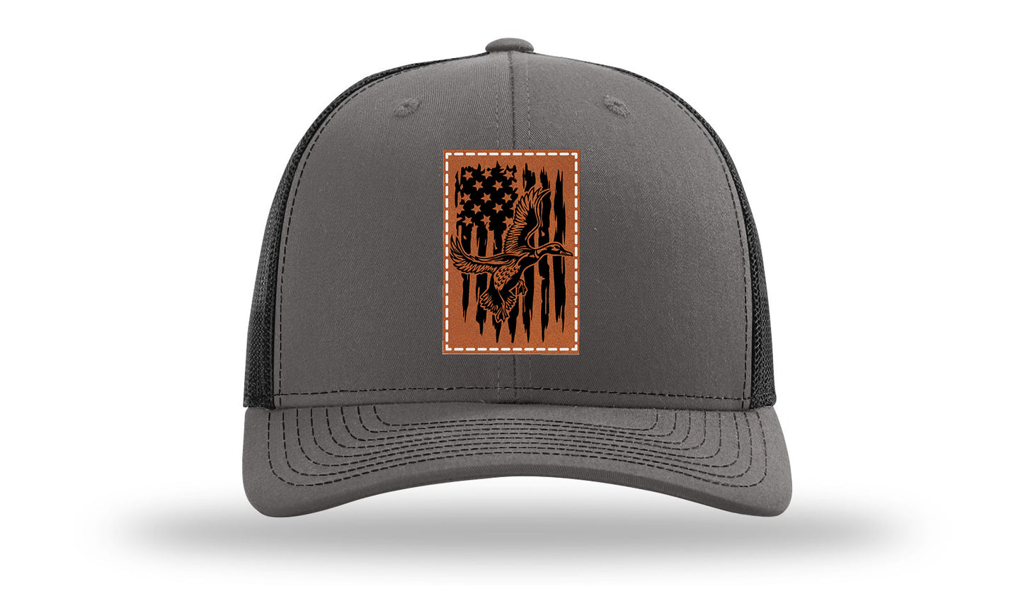 Duck Flag Leather Patch Richardson 112 Hat-Charcoal / Black