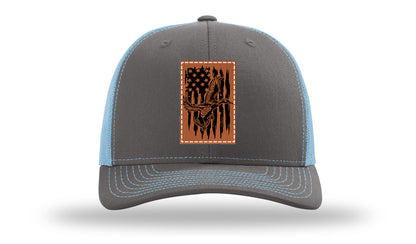 Duck Flag Leather Patch Richardson 112 Hat-Charcoal / Columbia Blue