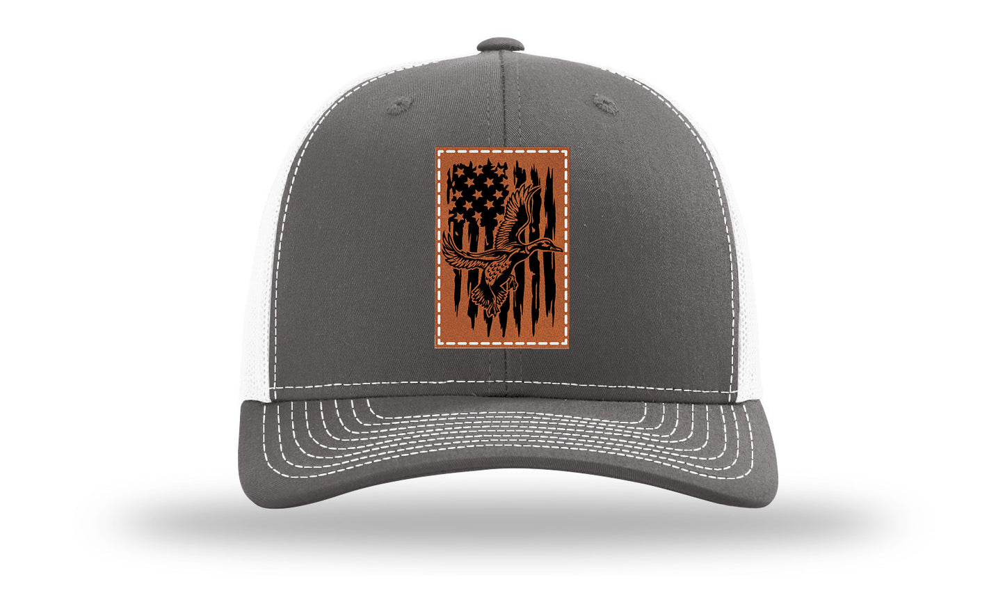 Duck Flag Leather Patch Richardson 112 Hat-Charcoal / White