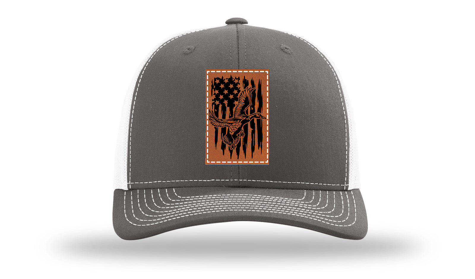 Duck Flag Leather Patch Richardson 112 Hat-Charcoal / White