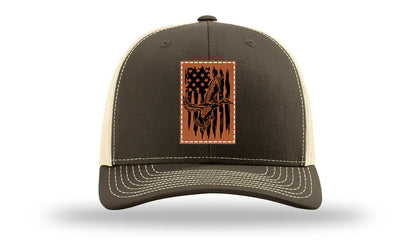 Duck Flag Leather Patch Richardson 112 Hat-Chocolate Chip/  Birch