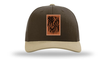 Duck Flag Leather Patch Richardson 112 Hat-Brown / Khaki - CMB