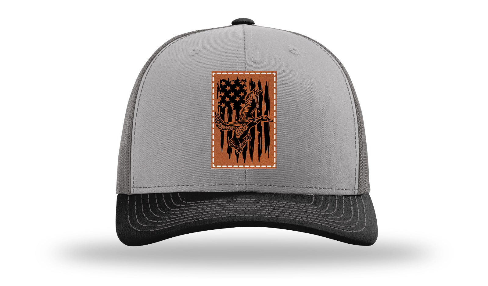 Duck Flag Leather Patch Richardson 112 Hat-Grey / Charcoal / Black