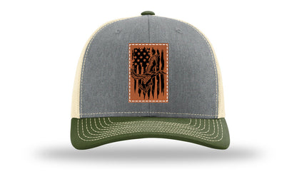 Duck Flag Leather Patch Richardson 112 Hat-Heather Grey / Birch / Army Olive