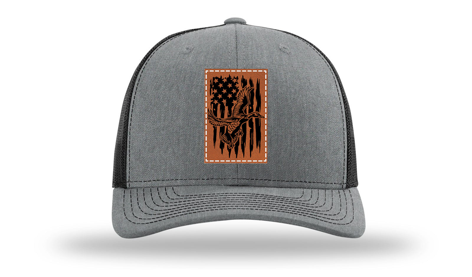 Duck Flag Leather Patch Richardson 112 Hat-Heather Grey / Black