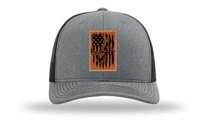 Duck Flag Leather Patch Richardson 112 Hat-Heather Grey / Black