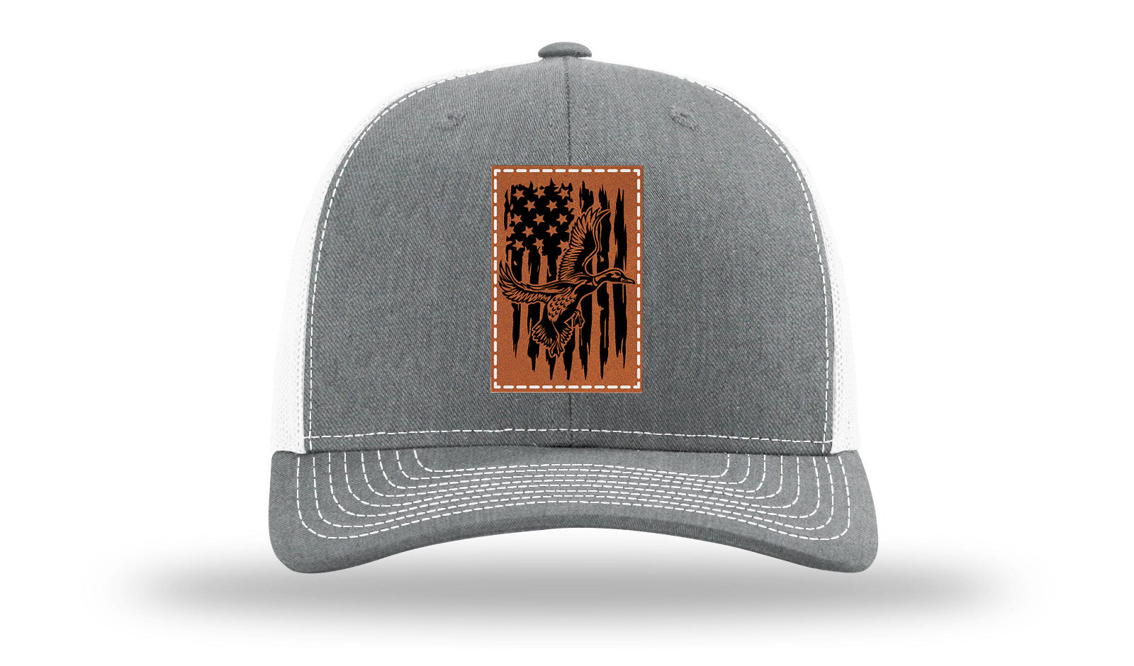 Duck Flag Leather Patch Richardson 112 Hat-Heather Grey / White