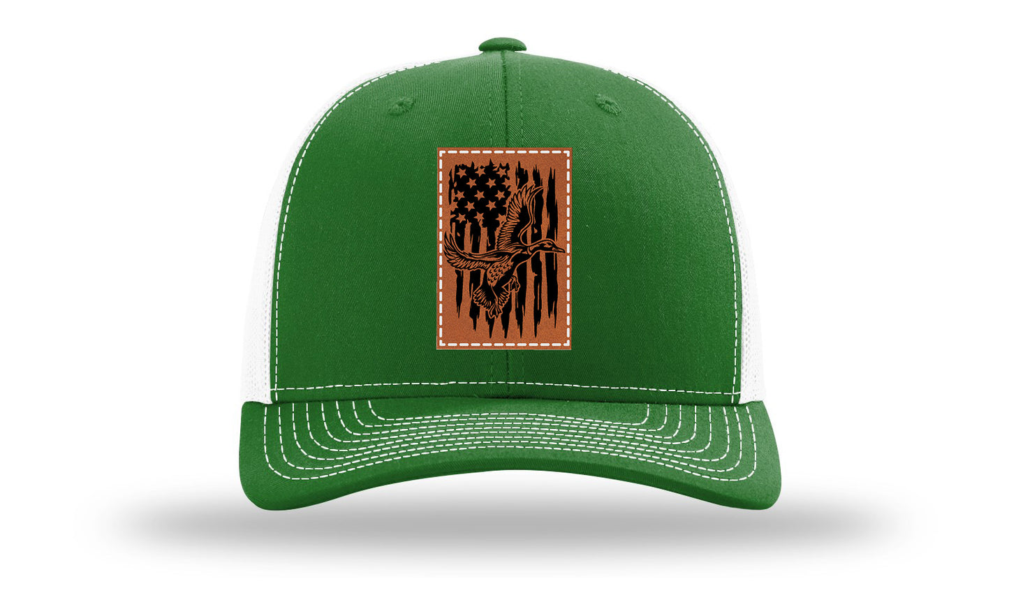 Duck Flag Leather Patch Richardson 112 Hat-Kelly / White