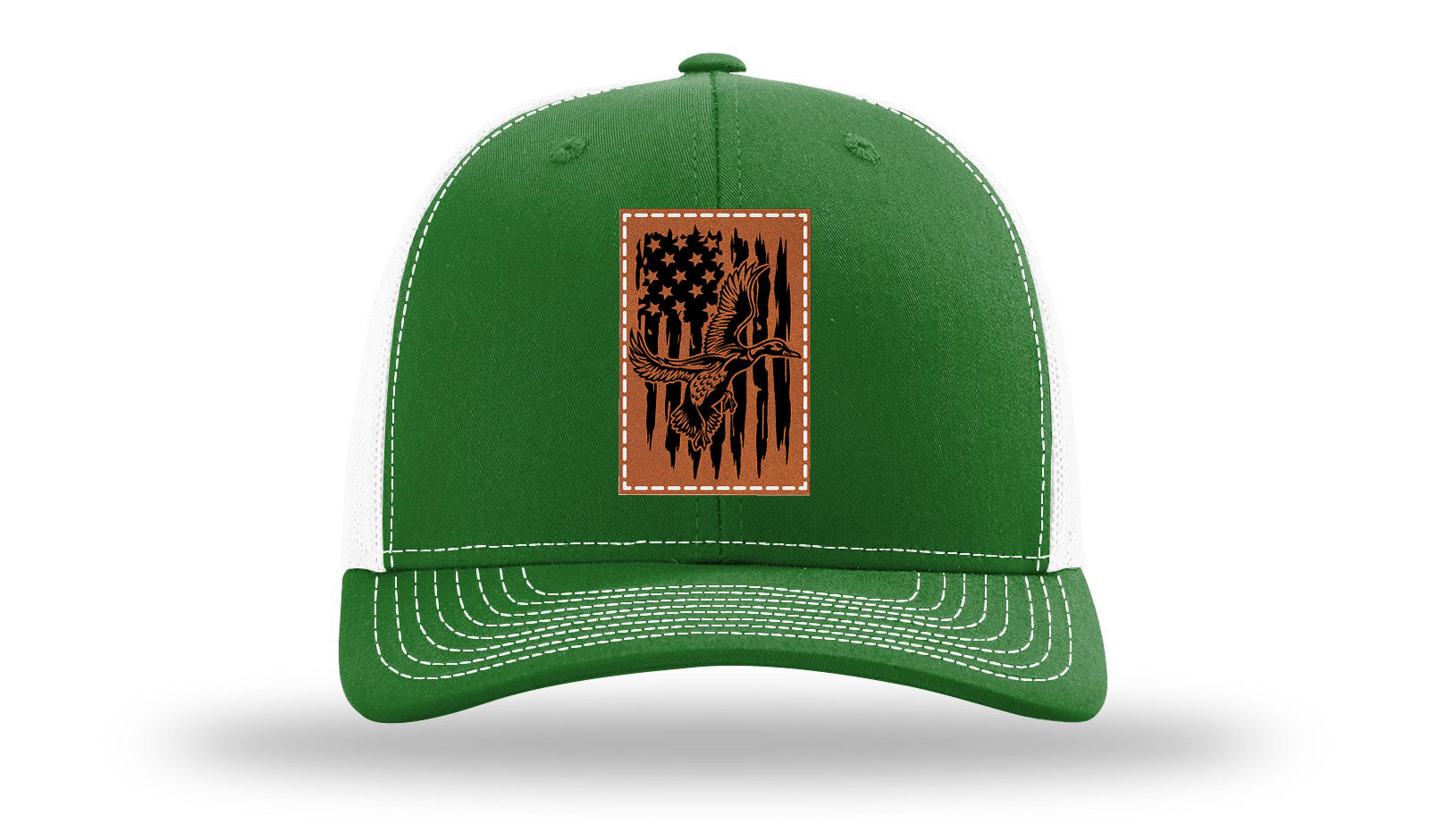 Duck Flag Leather Patch Richardson 112 Hat-Kelly / White