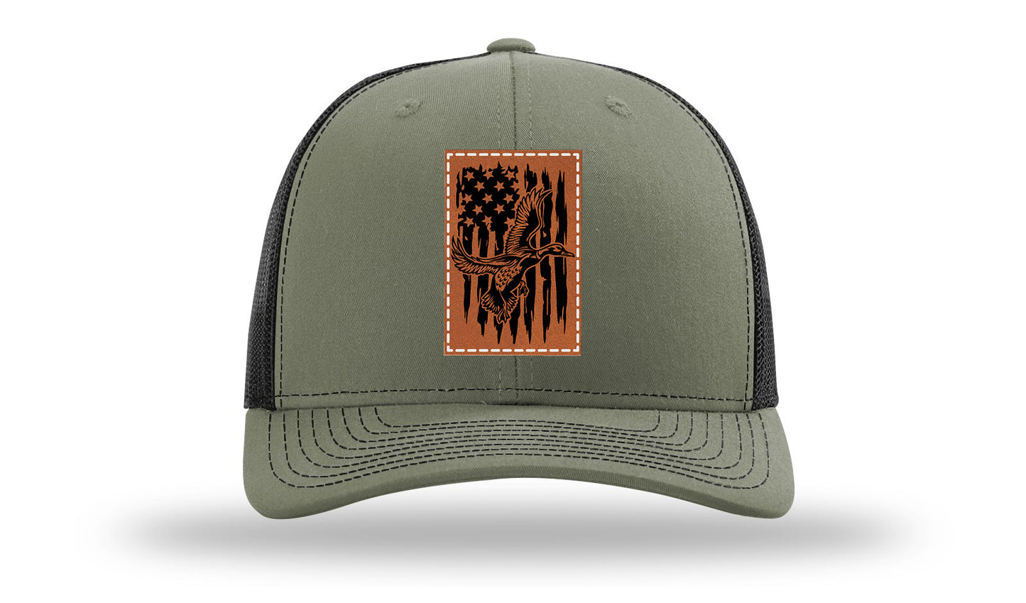 Duck Flag Leather Patch Richardson 112 Hat-Loden / Black