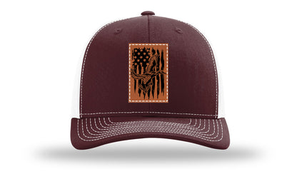 Duck Flag Leather Patch Richardson 112 Hat-Maroon / White